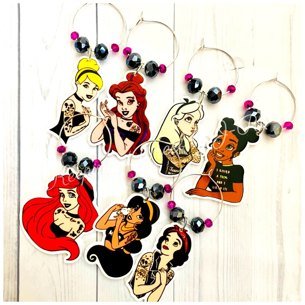 Punk Rock Princess wine charms Disney